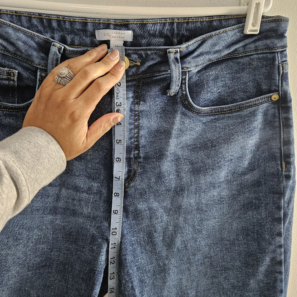 LC Lauren Conrad Stylish Denim Jeans Blue Straight Plus Size 14